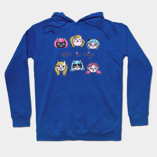 Cats In Wigs Hoodie by LittleBunnySunshine